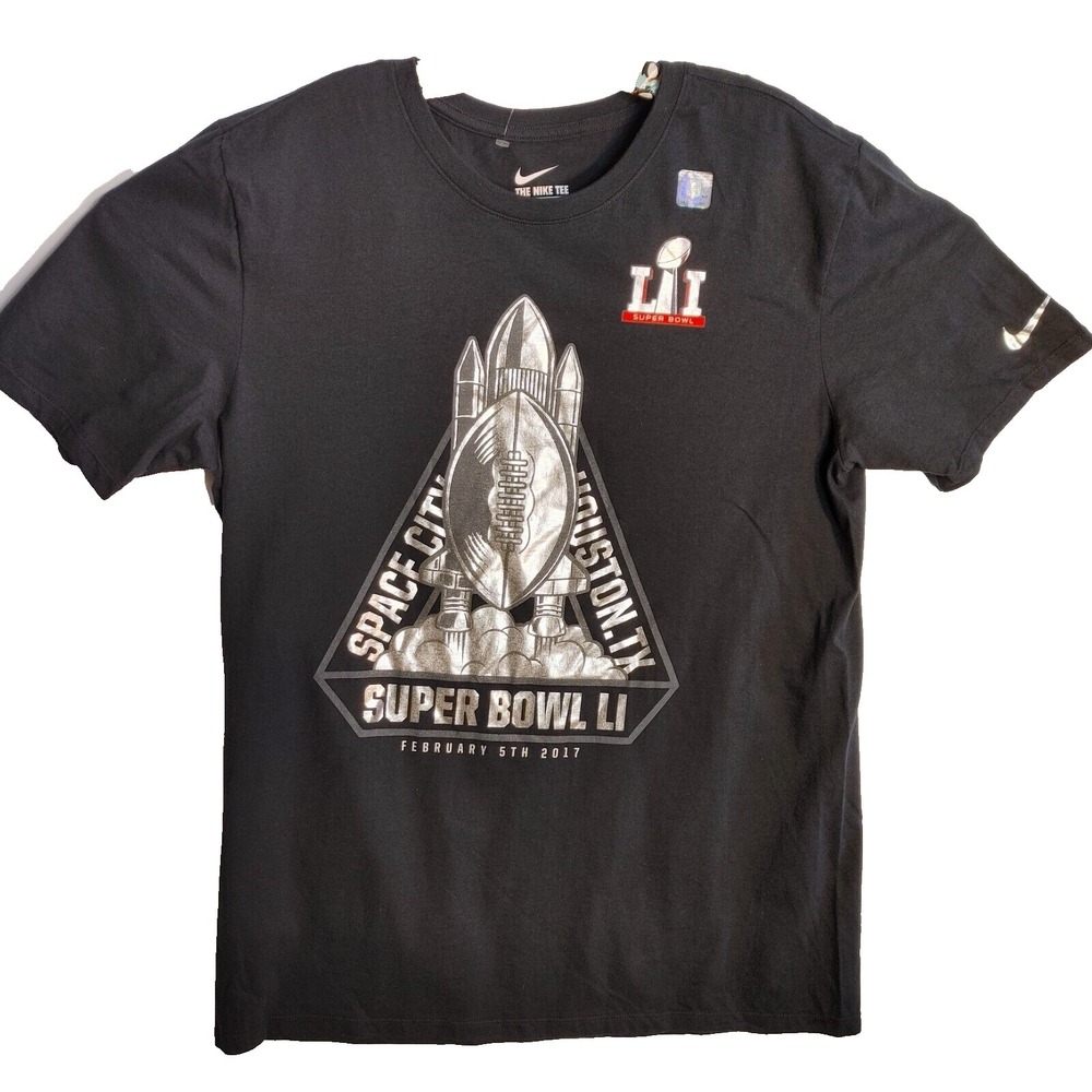 Nike Super Bowl LI Space City Houston Tx Men's Size L Tee Football Graphic Print